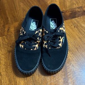 Vans Black and Leopard Print Shoes